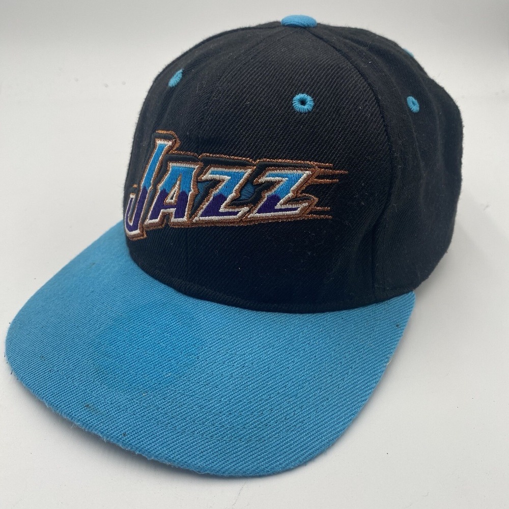 Mitchell & Ness Mens Utah Jazz‎ NBA Black Blue Snapback Cap Hat Adjustable Fit